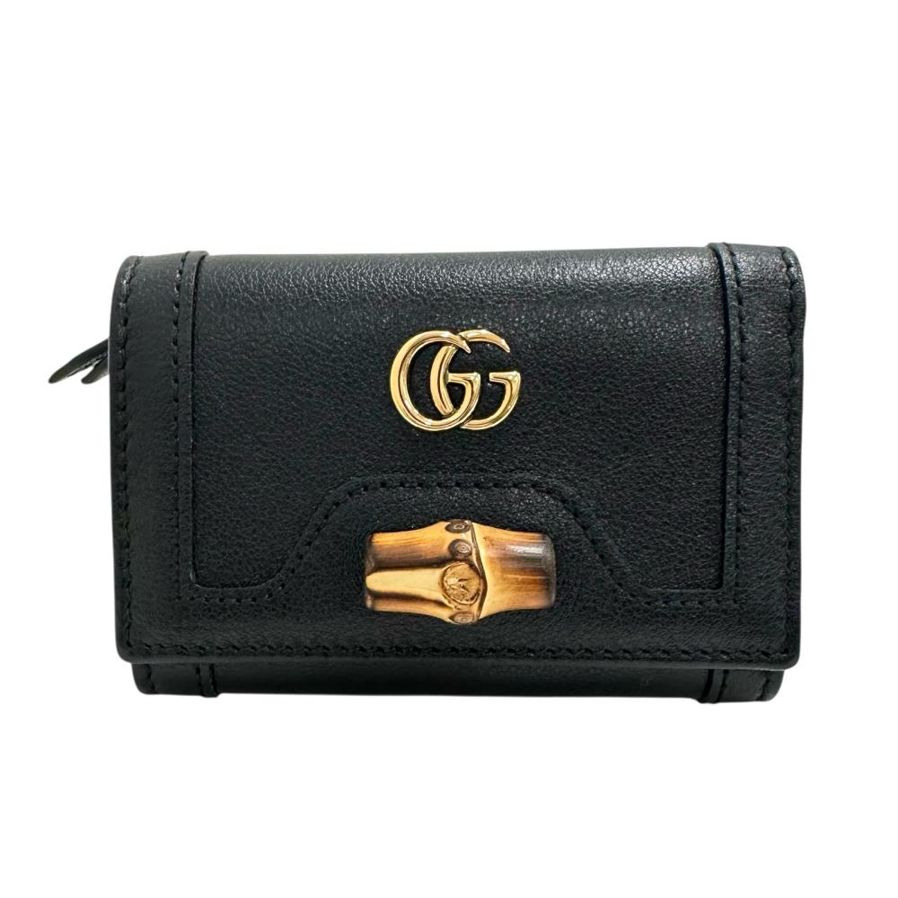 【付属品有】GUCCI グッチ ミディアムウォレット　グッチシマ　レザー　黒 GUCCI】グッチ グッチシマ 547070 三つ折り財布 レザーレディース 3