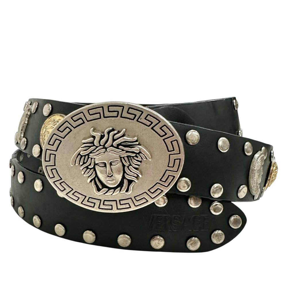 VERSACE ヴェルサーチ メデューサ スタッズ ベルト バックル　ブラック 楽天市場】VERSACE ヴェルサーチ メデューサ バックル 総柄