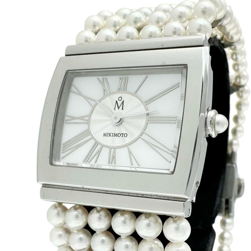 10超美品　ミキモト　ブローチウォッチ　パール　SV925　ハープ　シェル　真珠 MIKIMOTO ミキモト パール 真珠 ブローチ K14イエローゴールド