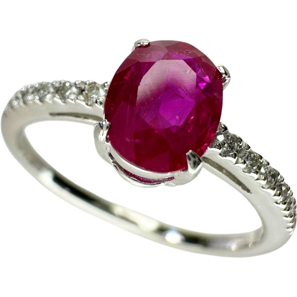 12号 モザンビーク産ルビー 0.91ct ダイヤモンド 0.09ct リング・指輪 Pt900プラチナ 2.7g レディース【中古】【真子質店】【NN】【SxT】