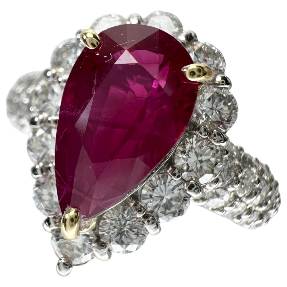 ★★最終特価品 11号 ミャンマー産ルビー 2.052ct ダイヤモンド 1.08ct リング・指輪 Pt900プラチナ/K18WGホワイトゴールド 18金 6.7g レディース【中古】【真子質店】【NN】【MoxYx】