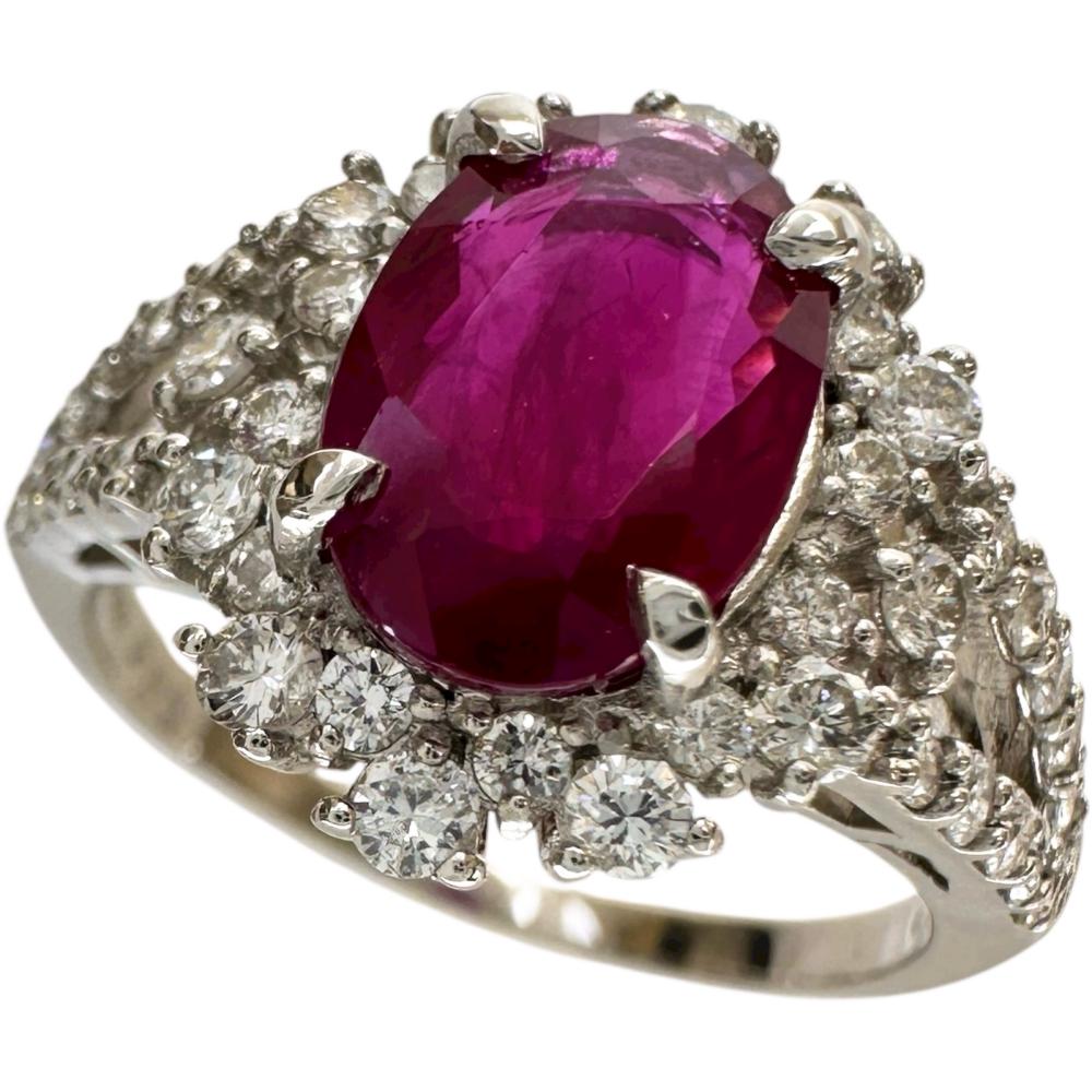 12号 ビルマ産ルビー 2.00ct ダイヤモンド 0.66ct リング・指輪 Pt950プラチナ 4.7g レディース【中古】【真子質店】【NN】【DIMix】