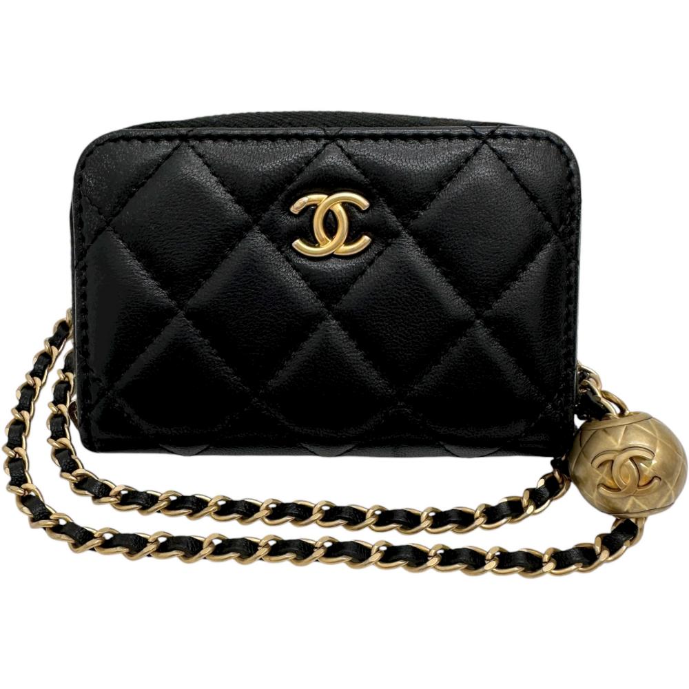 【CHANEL/シャネル】 マトラッセ チェーン店 コインケース コインケース 子ヒツジ人はだ 黒いことなめし革/ゴールド金具（艶消し） レディース【中古】【真子質店】【BL】【IMoTx】