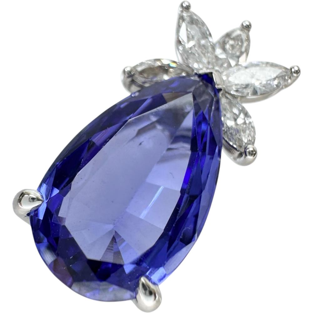 タンザナイト 3.85ct ダイヤモンド 0.37ct ペンダントトップ Pt900プラチナ 2.8g レディース【中古】【真子質店】【NN】【IxDMo】