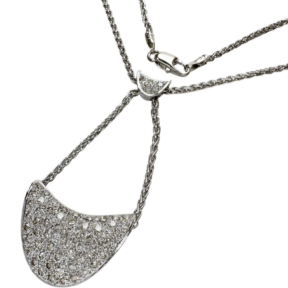 【UNOAERRE/ウノアエレ】 ぶら下がり ダイヤモンド 計1.00ct ネックレス K18WGホワイトゴールド 18金 10.0g 40cm レディース【中古】【真子質店】【GD】【IYTMi】