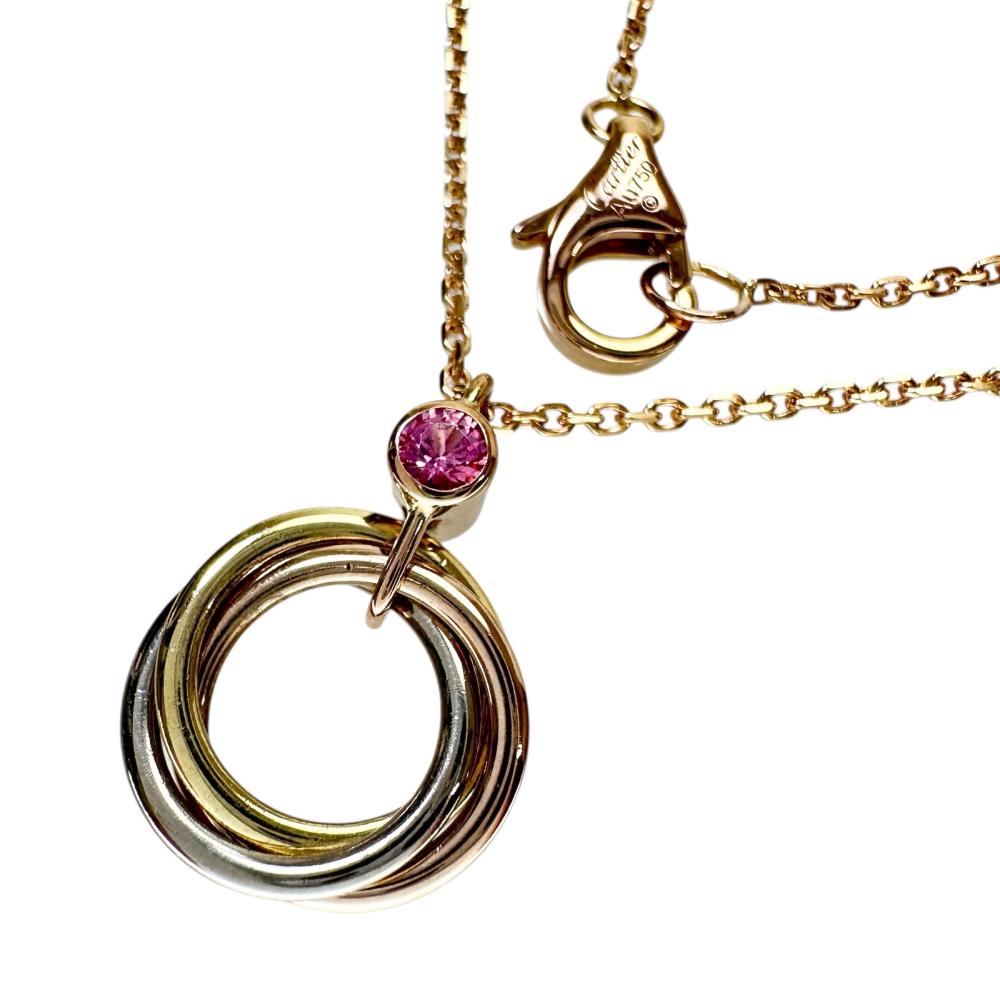 【CARTIER/カルティエ】 ベビートリニティ ピンクサファイア ネックレス K18ゴールド 18金/YG/WG/PG 3.0g 40cm レディース【中古】【真子質店】【GD】【IMaSK】