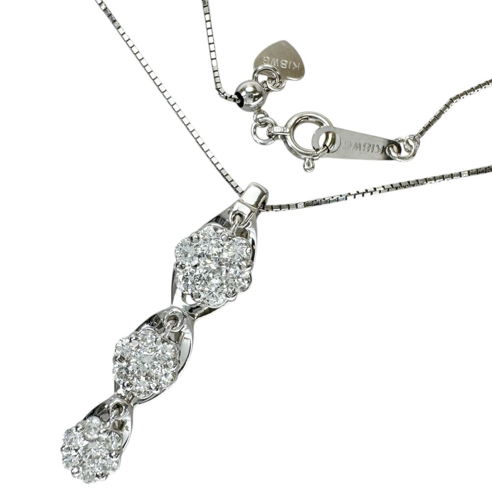 ダイヤモンド 0.834ct ネックレス K18WGホワイトゴールド 18金 5.2g 45.5cm レディース【中古】【真子質店】【NN】【Mixx】【ex】|真子質店店
