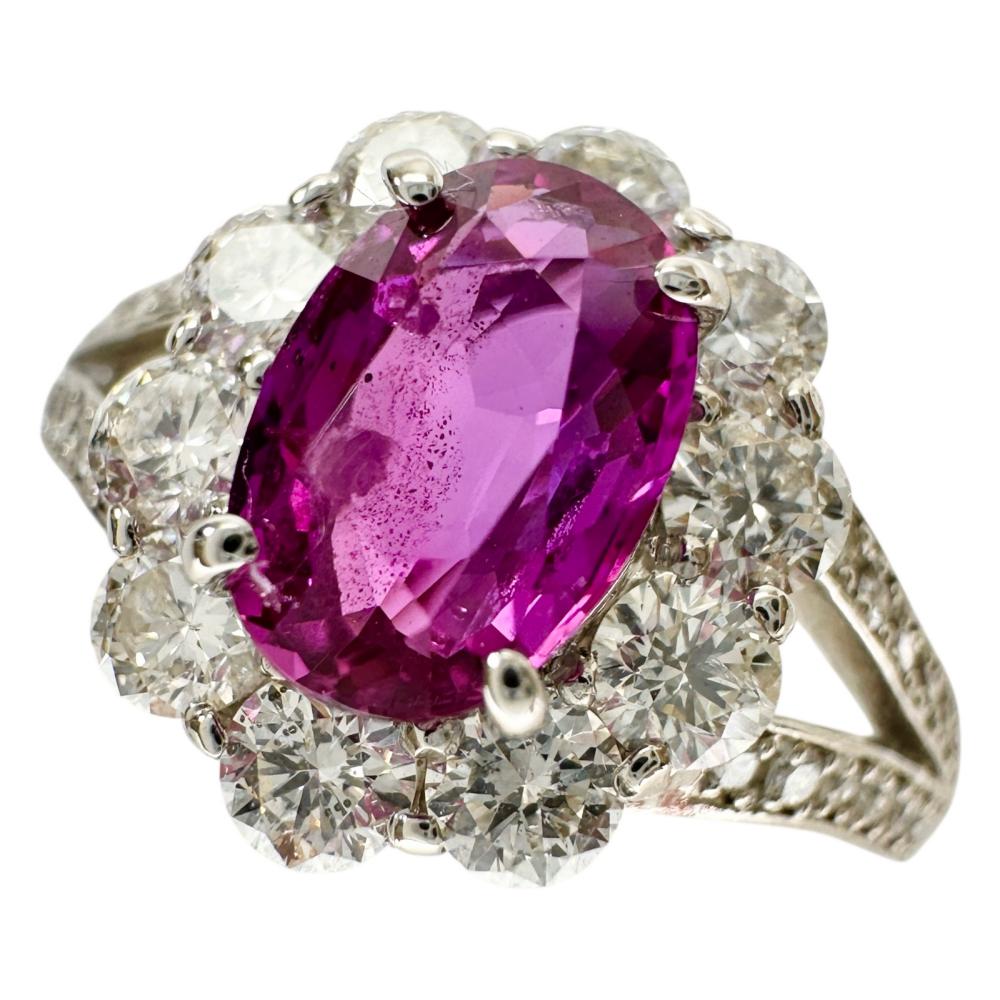 13号 非加熱パープルサファイア 1.214ct ダイヤモンド 0.85ct リング・指輪 Pt900プラチナ 5.5g レディース【中古】【真子質店】【NN】【IMiKx】