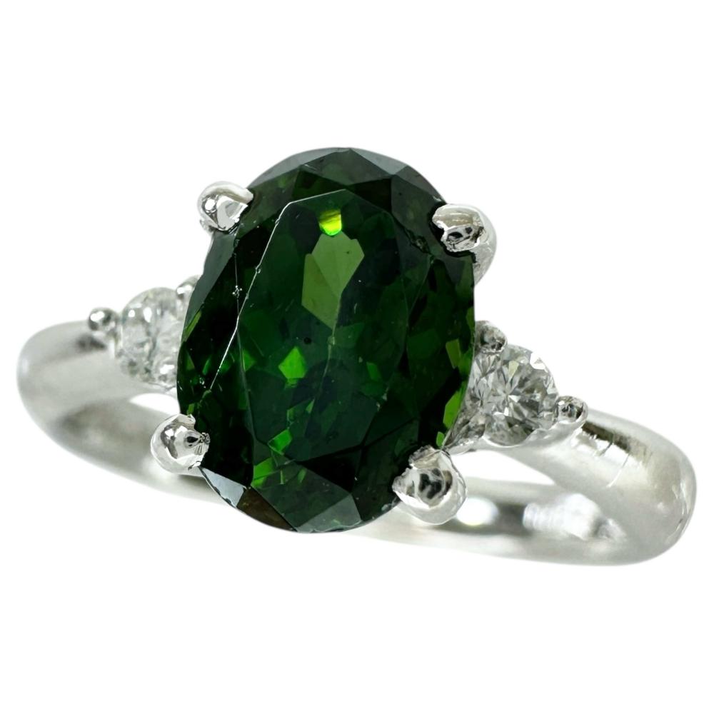 12号 グリーントルマリン 2.18ct ダイヤモンド 0.10ct リング・指輪 Pt900プラチナ 4.8g レディース【中古】【真子質店】【NN】【MaSY】