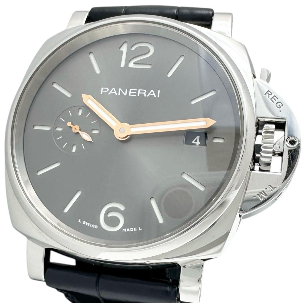 【PANERAI/パネライ】 PAM01250 ルミノール ドゥエ 腕時計 ステンレススチール/レザー 自動巻き/オートマ グレー文字盤/ブラックレザーベルト メンズ【中古】【真子質店】【BL】【DSSD】