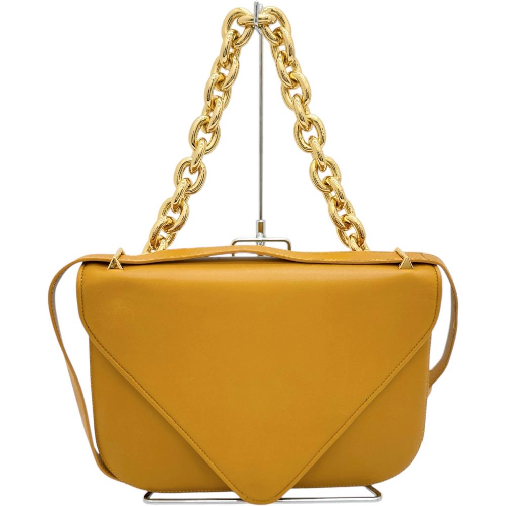 【BOTTEGAVENETA/ボッテガヴェネタ】 マウント 状ぶくろ ショルダーバッグ 子ウシ オレンジ色/ゴールド金具 レディース【中古】【真子質店】【BL】【MoMiMa】