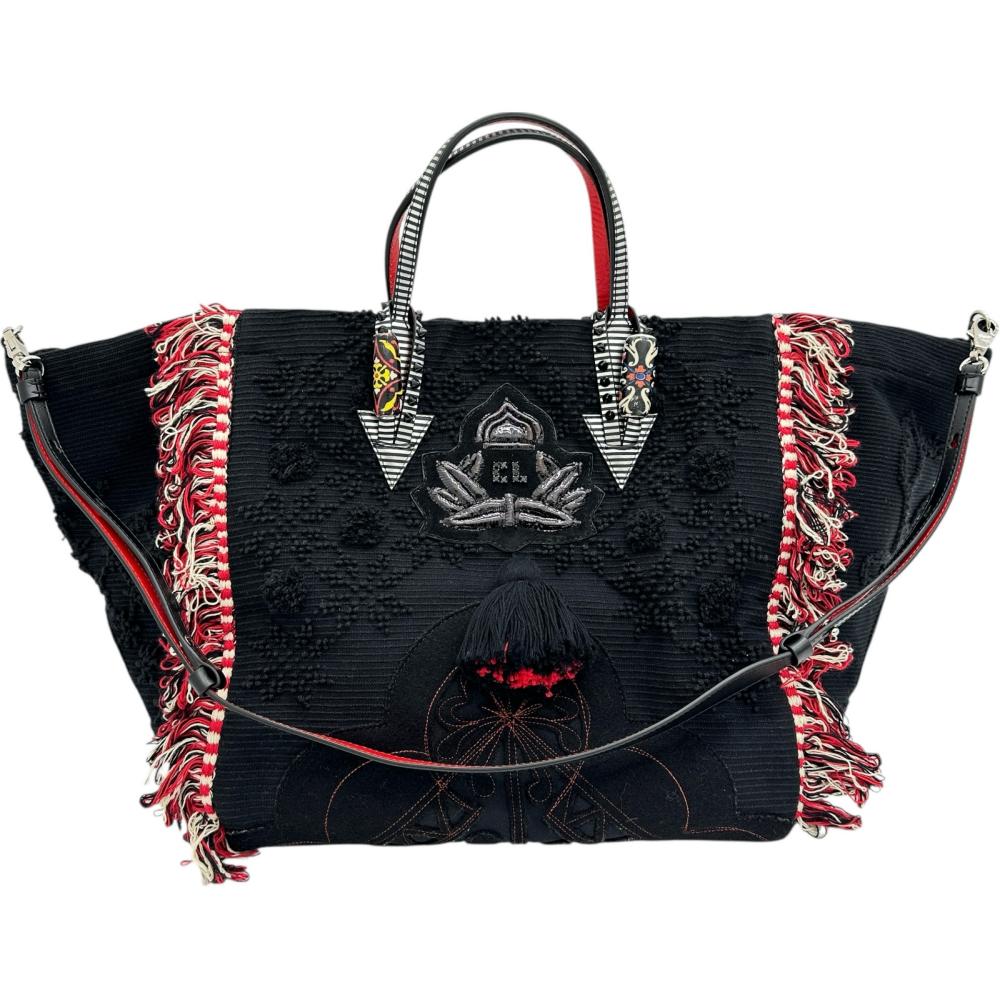 【Christian Louboutin/クリスチャンルブタン】 395183 ポルトガバ 2WAY トートバッグ コットンキャンバス ブラック/マルチカラー/シルバー金具 レディース【中古】【真子質店】【BL】【MiMix】