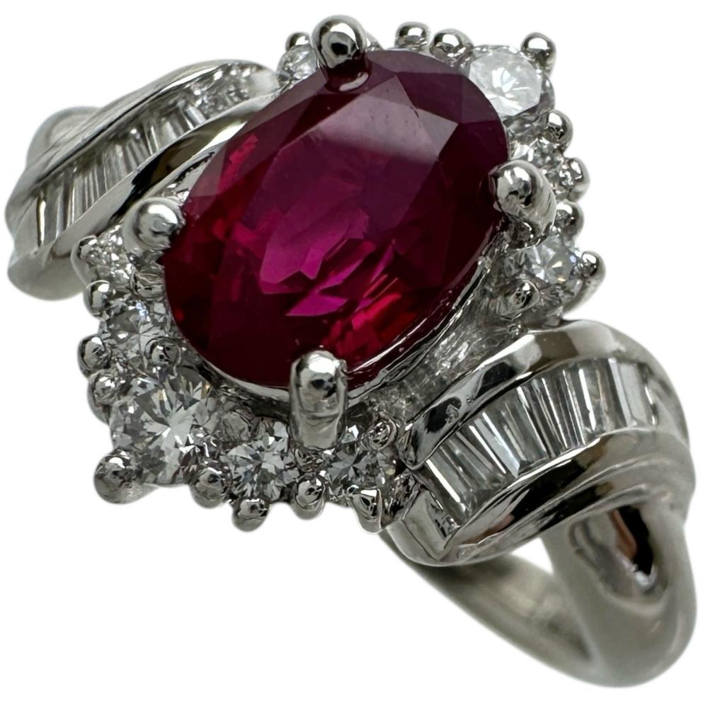 12号 ビルマ産ピジョンブラッドルビー（マイナー） 1.121ct ダイヤモンド 0.41ct リング・指輪 Pt900プラチナ 6.7g レディース【中古】【真子質店】【NN】【IMaTx】 219,000円