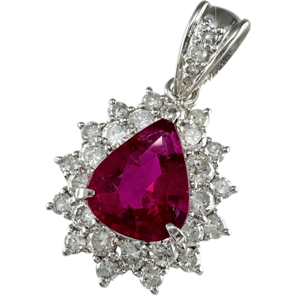 ルベライト 1.58ct ダイヤモンド 0.91ct ペンダントトップ Pt900プラチナ 4.2g レディース【中古】【真子質店】【NN】【KTY】