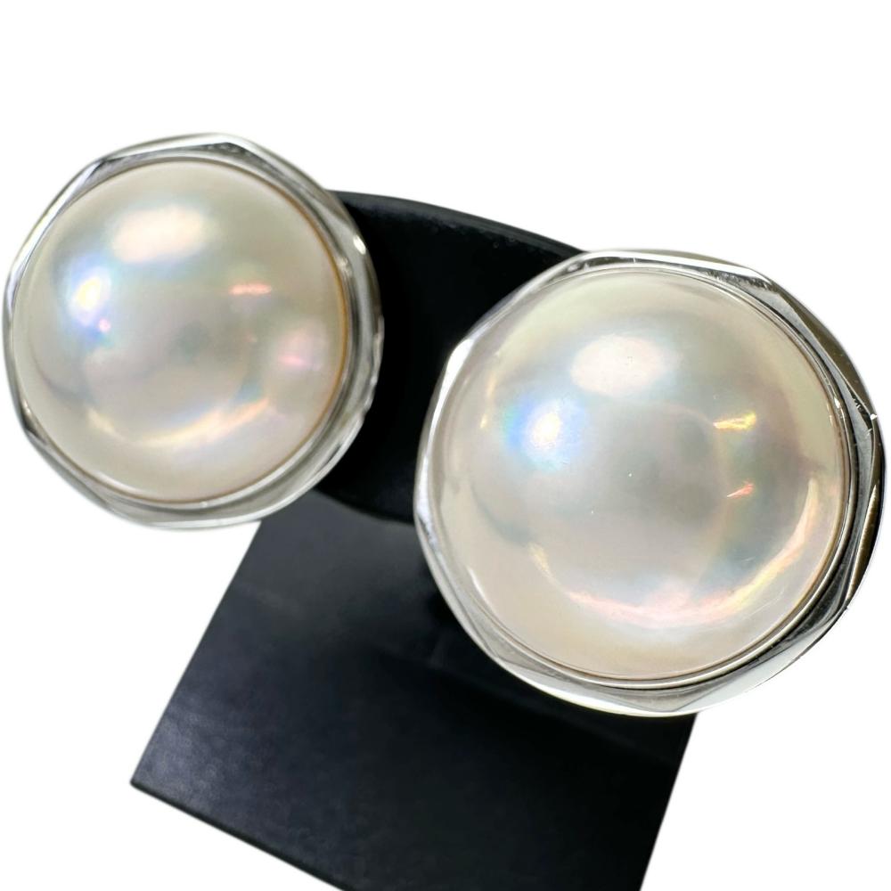 マベパール13.8mm イヤリング K14WGホワイトゴールド 14金 6.1g レディース【中古】【真子質店】【NN】【TDx】|真子質店店