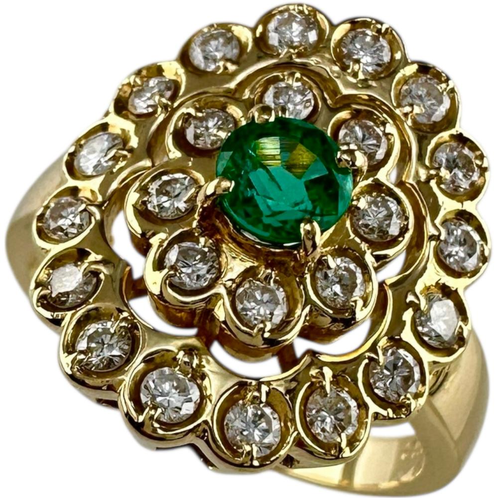 11号 エメラルド 0.33ct ダイヤモンド 0.53ct リング・指輪 K18ゴールド 18金 5.8g レディース【中古】【真子質店】【NN】【ITMiK】