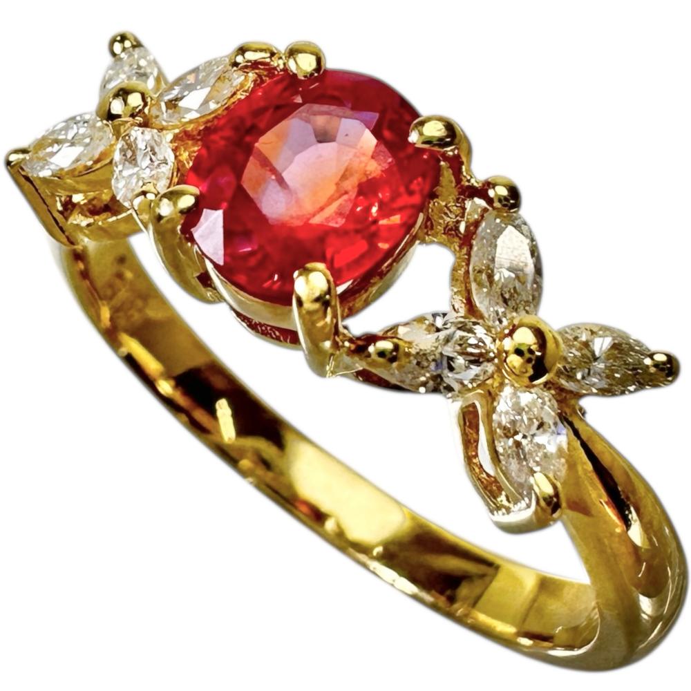 11号 ファンシーカラーサファイア 0.698ct ダイヤモンド 0.24ct リング・指輪 K18ゴールド 18金 3.1g レディース【中古】【真子質店】【NN】【KDMi】【pdpd】