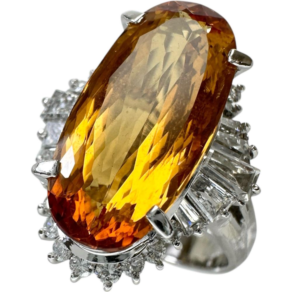 楽天市場】インペリアルトパーズ 4.165ct リング 16号 PT900 プラチナ