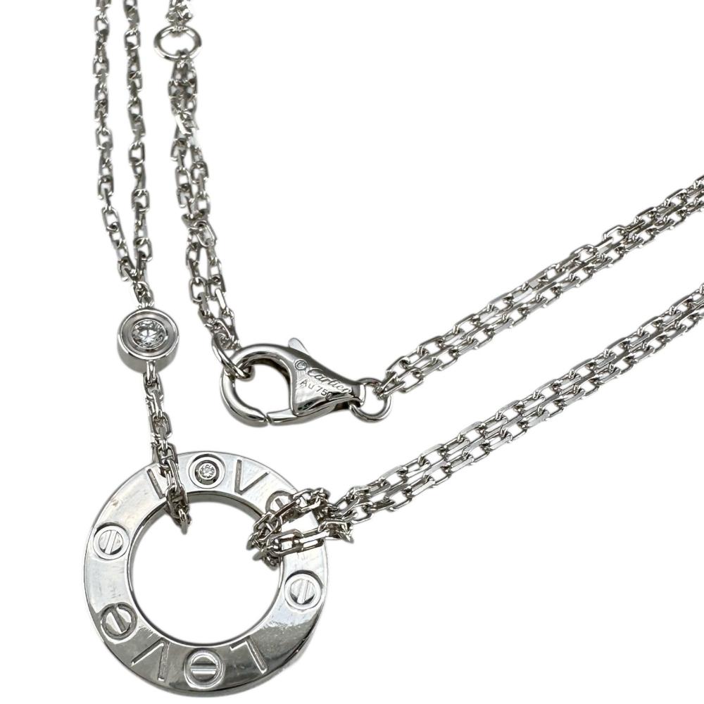 【CARTIER/カルティエ】 ラブサークル ダイヤモンド2P ネックレス K18WGホワイトゴールド 18金 6.4g 38/41cm B7219400 レディース【中古】【真子質店】【GD】【TDTx】