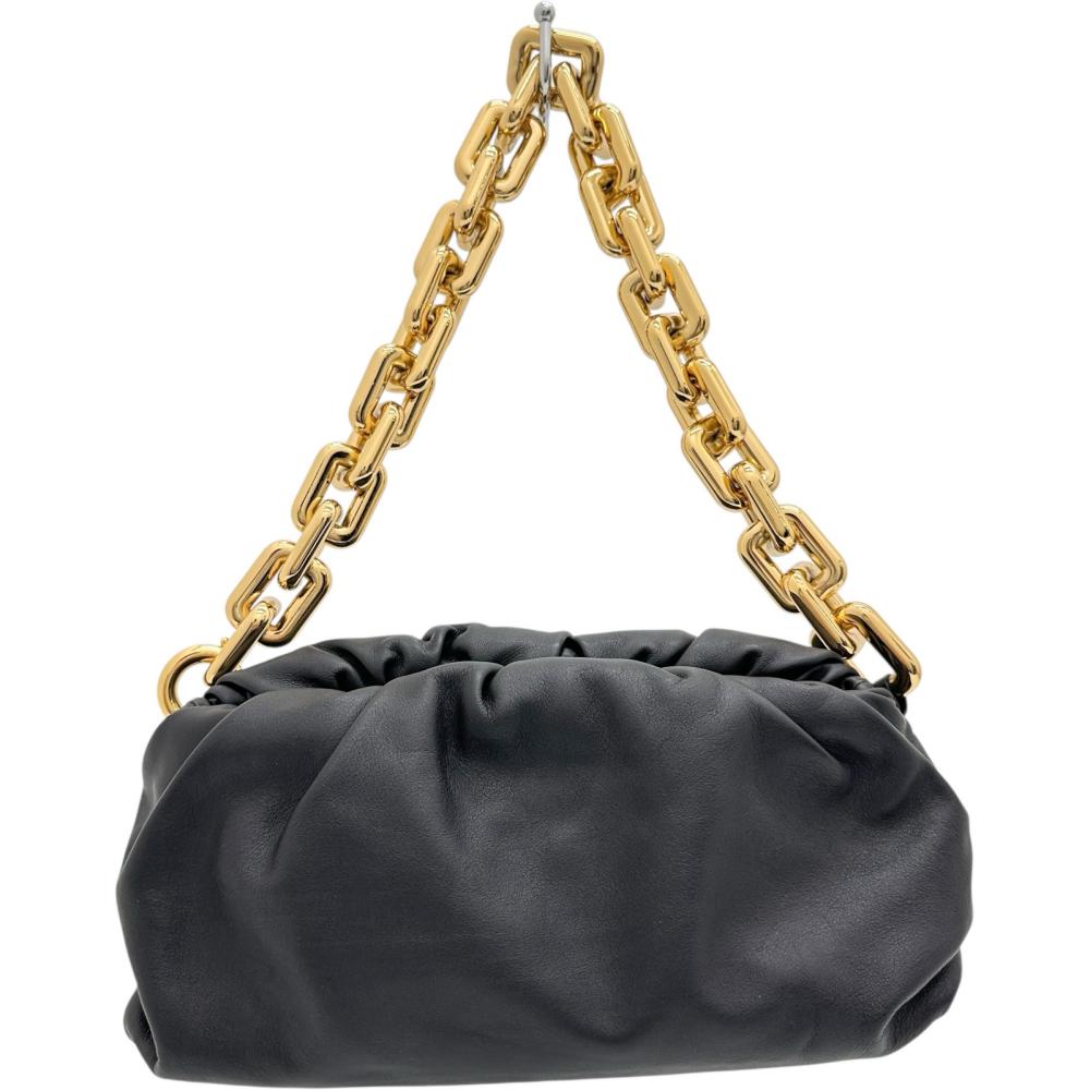 【BOTTEGAVENETA/ボッテガヴェネタ】 620230 ザ・チェーン ポーチ ショルダーバッグ レザー ブラックレザー/ゴールド金具 レディース【中古】【真子質店】【BL】【IxxY】