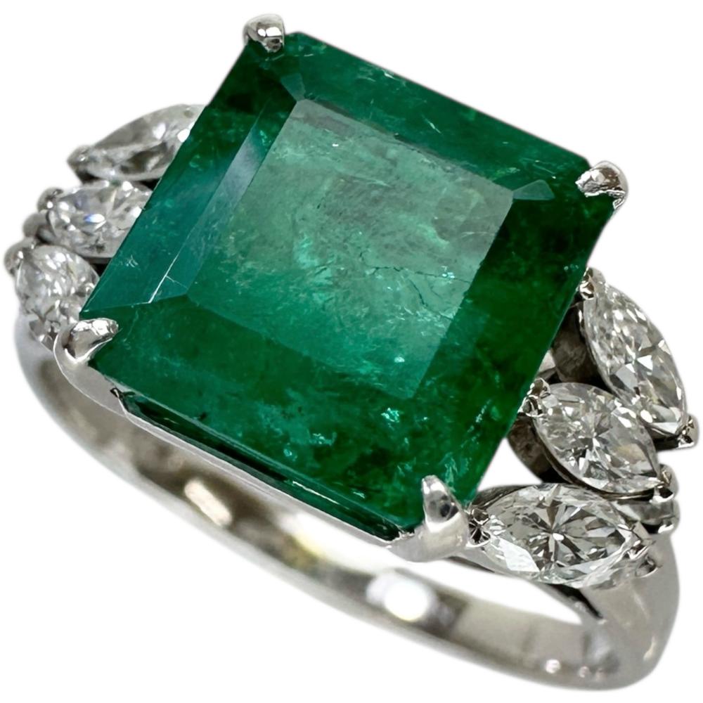 14.5号 エメラルド 3.03ct ダイヤモンド 計0.67ct リング・指輪 Pt900プラチナ 5.4g レディース【中古】【真子質店】【NN】【IMiST】 143,000円