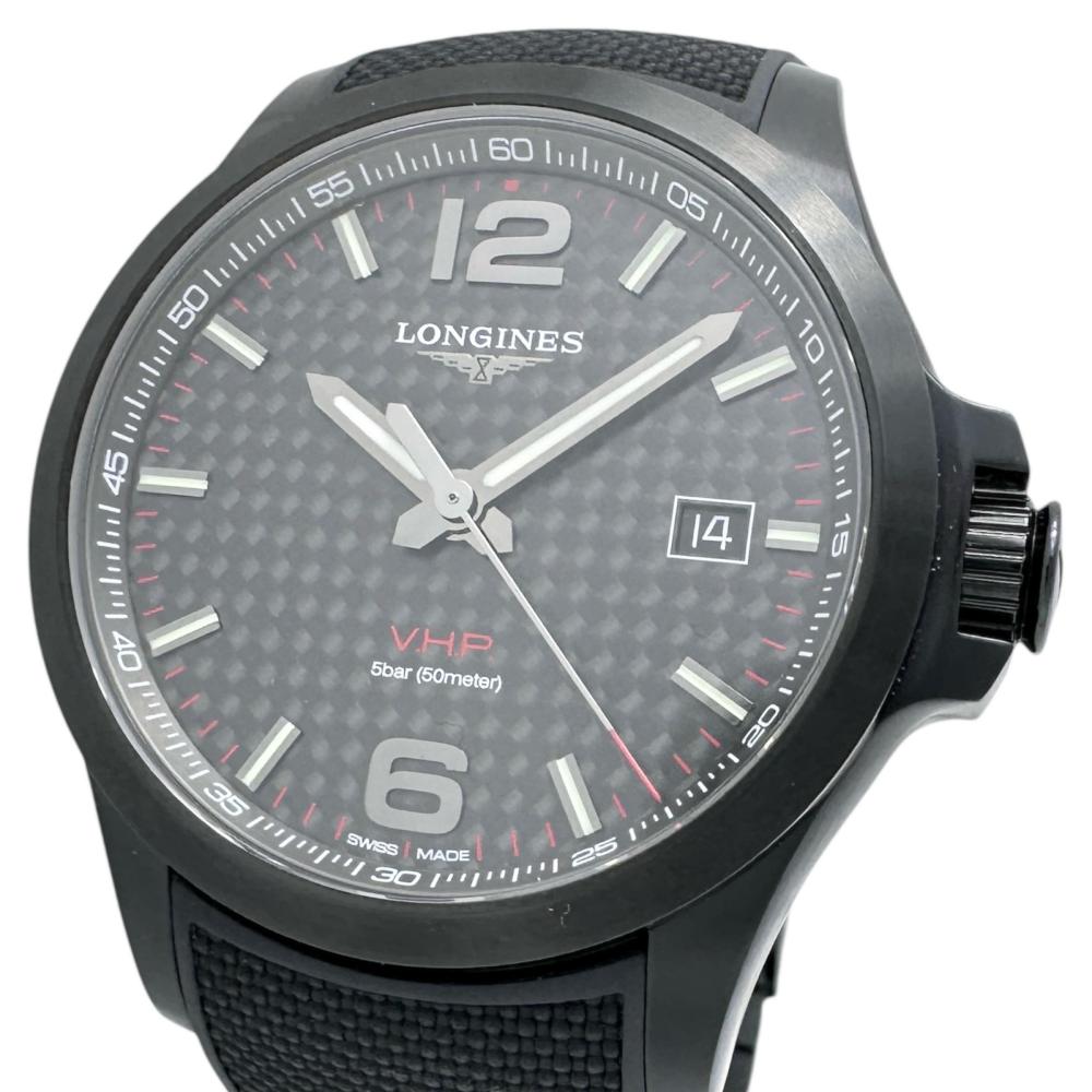 【LONGINES/ロンジン】 コンクエスト VHP L3.726.2.66.9 パーペチュアルカレンダー ウオッチ ステンレス鋼スチール写真/天然ゴム/炭素 石英 黒いこと文字記号盤 メンズ【中古】【真子質店】【GD】【MiMoMi】