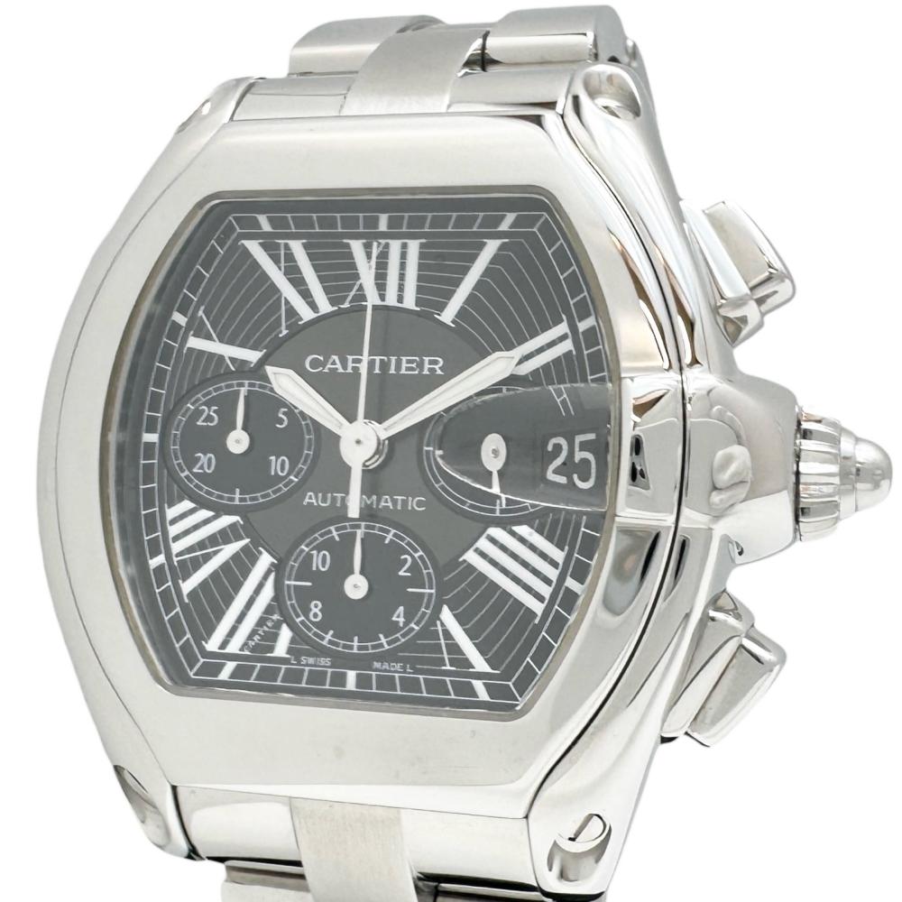 【CARTIER/カルティエ】 W62020X6 ロードスターXL OH済 箱/保付 腕時計 ステンレススチール 自動巻き/オートマ ブラック文字盤/シルバーベルト メンズ【中古】【真子質店】【BL】【MoMoxx】