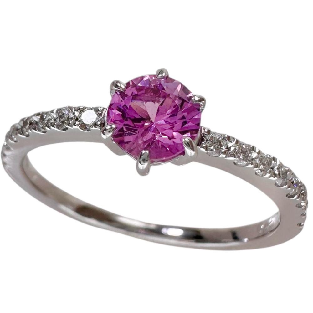 12.5号 ピンクサファイア 0.45ct ダイヤモンド 0.18ct リング・指輪 K18WGホワイトゴールド 18金 2.3g レディース【中古】【真子質店】【NN】【MoMox】【pdpd】