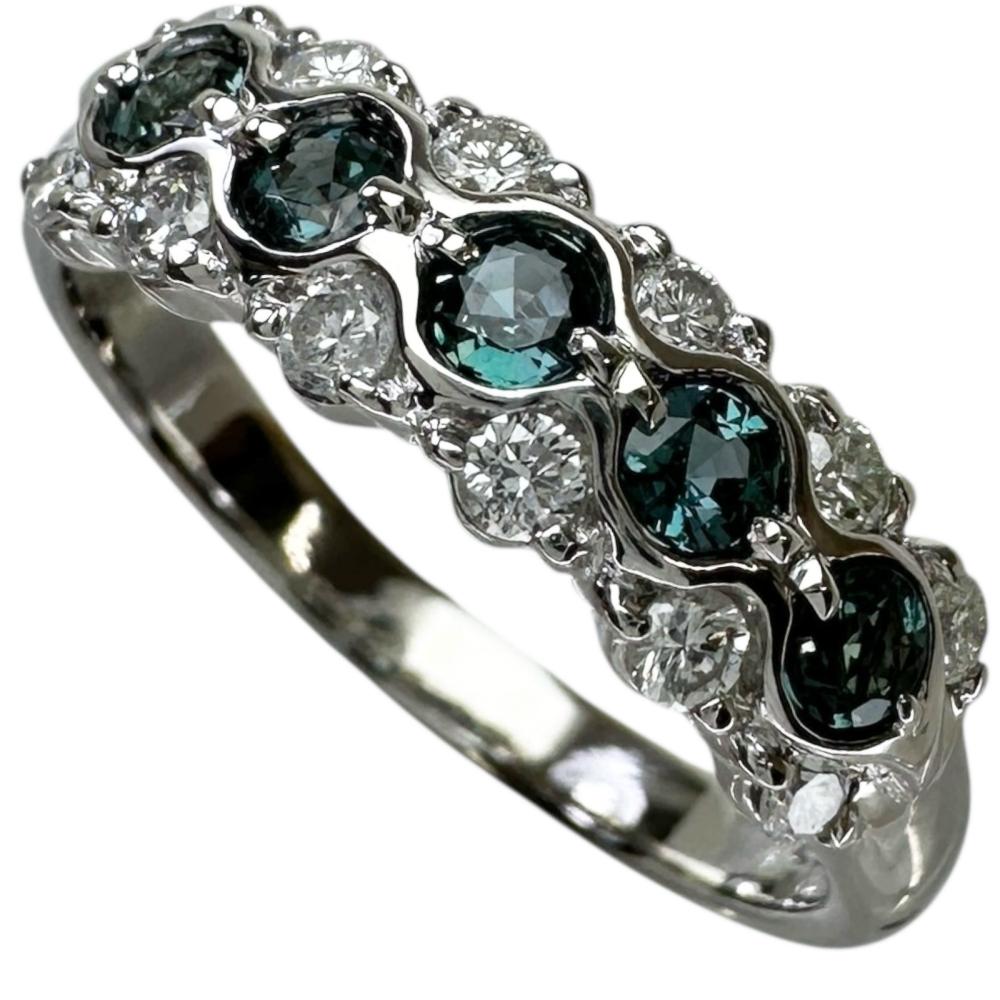 12.5号 アレキサンドライト 0.31ct ダイヤモンド 0.27ct リング・指輪 Pt900プラチナ 4.7g レディース【中古】【真子質店】【NN】【SxT】【pdpd】 76,230円