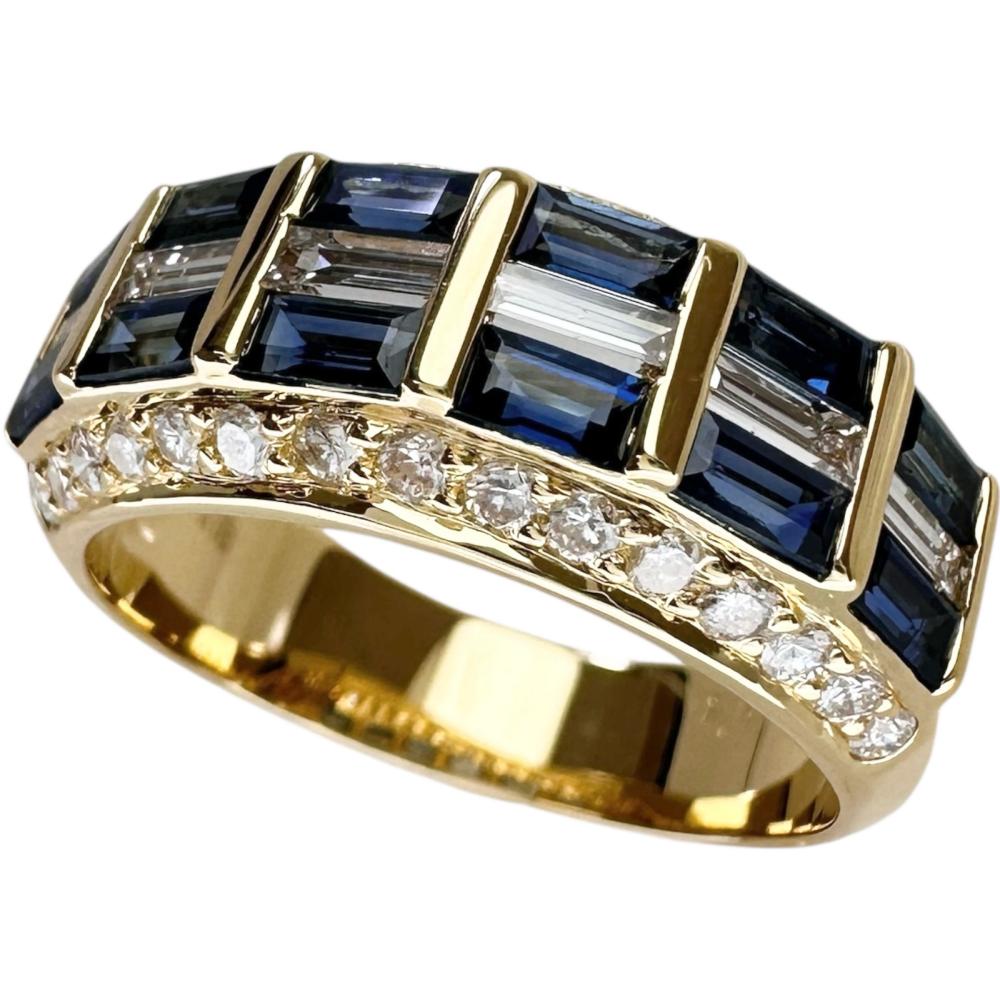 13号 サファイア 1.37ct ダイヤモンド 0.93ct リング・指輪 K18ゴールド 18金 5.5g レディース【中古】【真子質店】【NN】【IMaDT】【pdpd】