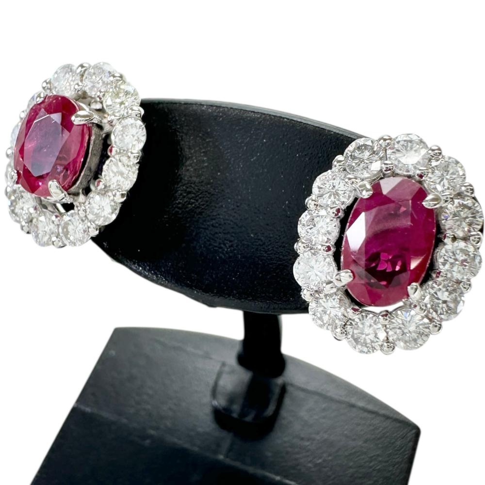 ルビー 1.080/1.030ct ダイヤモンド 0.67/0.67ct ピアス Pt950プラチナ 3.5g レディース【中古】【真子質店】【NN】【IMoxx】【pdpd】