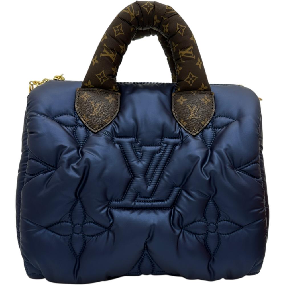【LOUIS VUITTON/ルイ・ヴィトン】 LVピロー スピーディ・バンドリエール25 M21061 ショルダーバッグ RFID引き船 ナイロン メタリックブルー/赤銅色/ゴールド金具 レディース【中古】【真子質店】【BL】【TYTS】