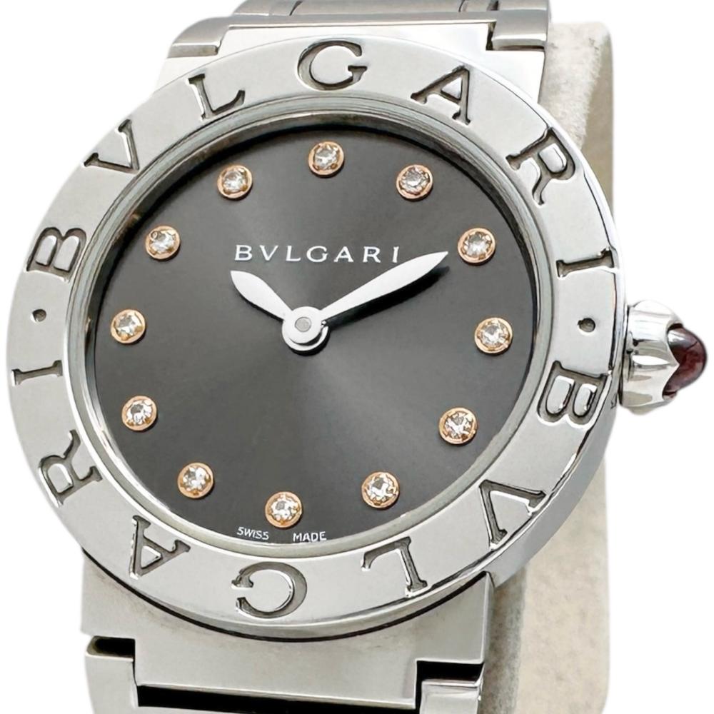 【BVLGARI/ブルガリ】 BBL26S ブルガリブルガリ ダイヤ12P 腕時計 ステンレススチール/ダイヤモンド クオーツ グレー文字盤/シルバーベルト レディース【中古】【真子質店】【GD】【IYMox】
