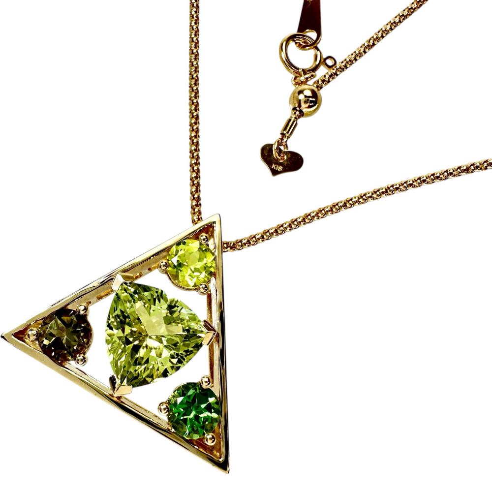 カナリートルマリン 3.52ct パロットクリソベリル 0.58ct ネックレス K18ゴールド 18金 9.5g 60cm レディース【中古】【真子質店】【NN】【IKxx】｜真子質店店