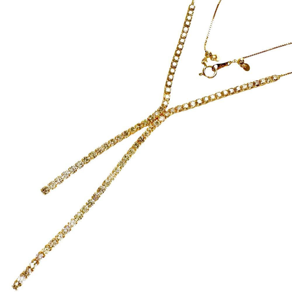 ダイヤモンド 3.00ct ネックレス K18YGイエローゴールド 18金 5.1g 45cm レディース【中古】【真子質店】【NN】【IISS】