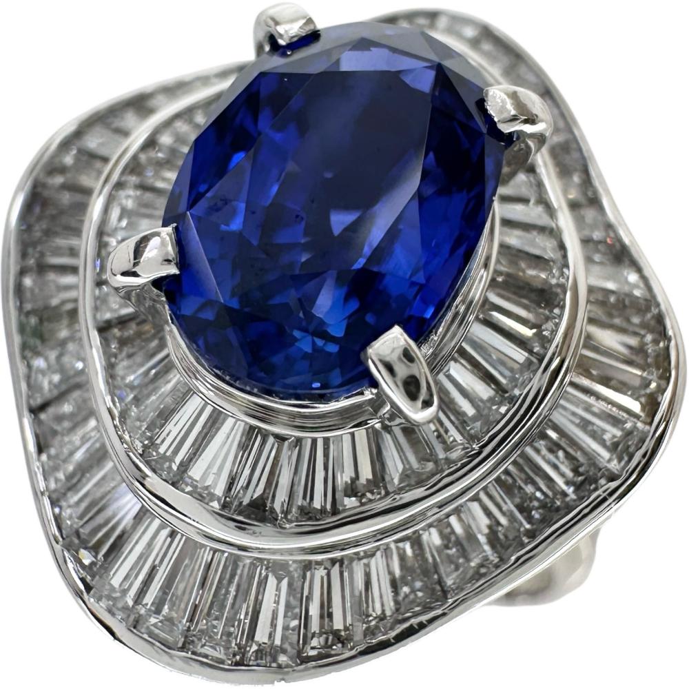 15号 非加熱スリランカ産サファイア 3.25ct ダイヤモンド 1.60ct リング・指輪 Pt900プラチナ 10.5g レディース【中古】【真子質店】【NN】【IKYxx】