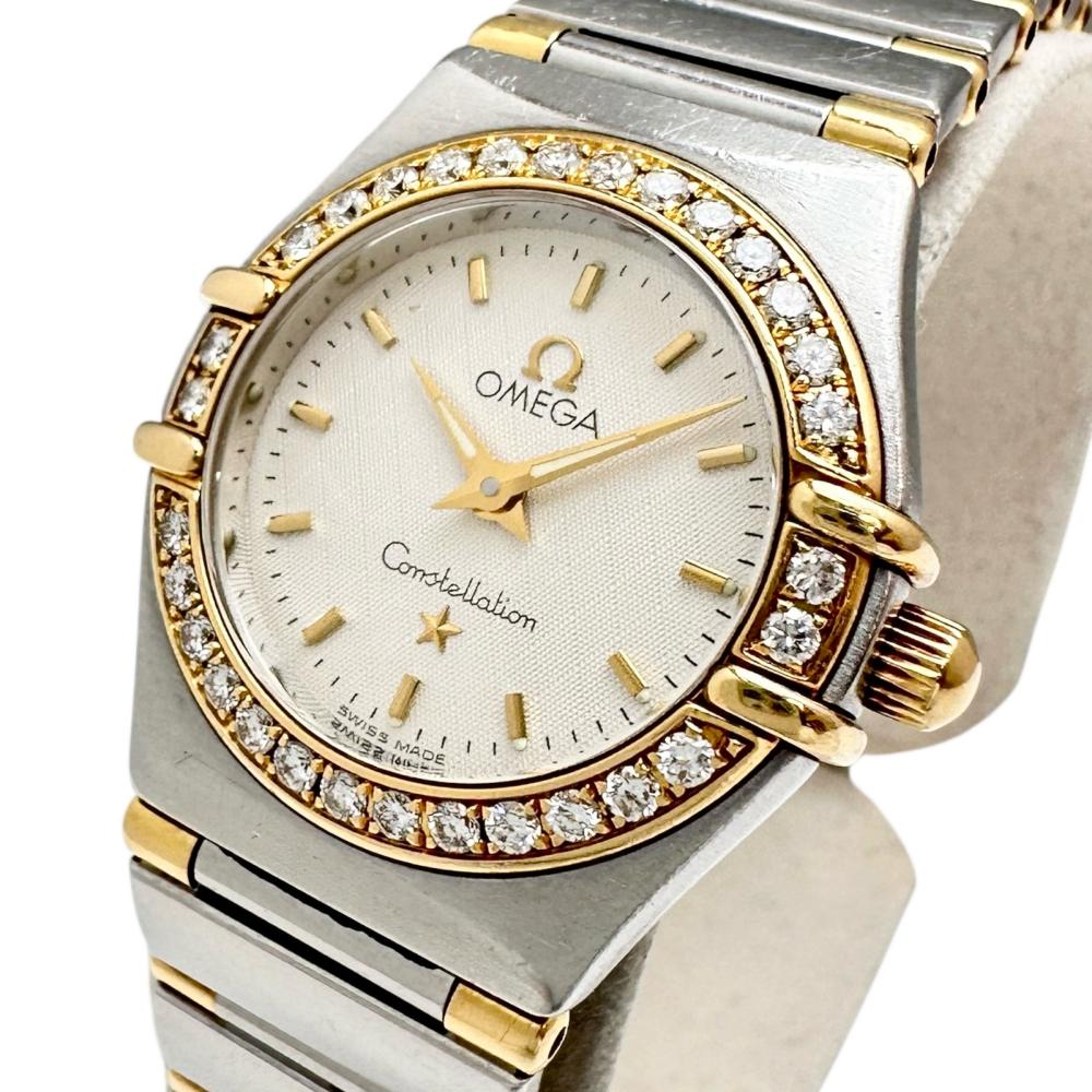 【OMEGA/ゼロ】 1367.30 コンステレーション 金剛石巻 ウオッチ ステンレス鋼スチール写真/YG黄色ゴールド 石英 しろがね色文字記号盤/しろがね色＆ゴールド胴締め レディース【中古】【真子質店】【BL】【IDMiMo】