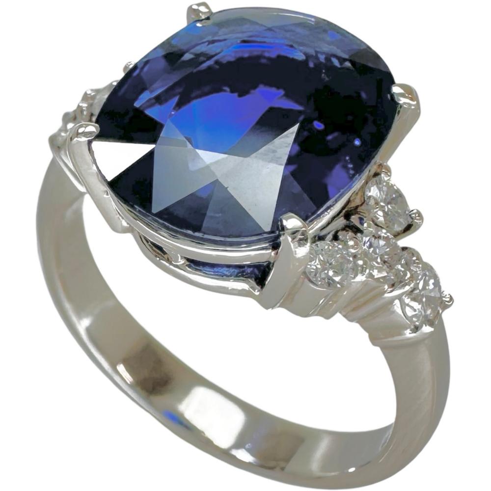 12号 サファイア 4.29ct ダイヤモンド 0.33ct リング・指輪 Pt850プラチナ/Pt刻(純度分析済) 6.7g レディース【中古】【真子質店】【NN】【TMiMiT】|真子質店店