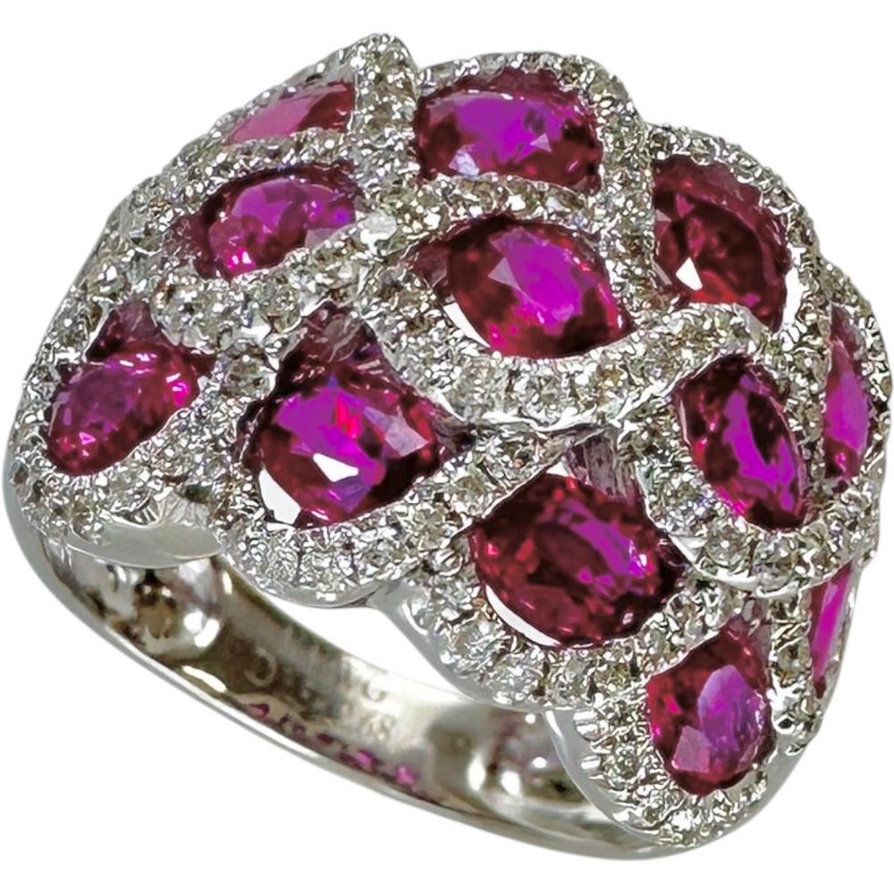 12.5号 ルビー 2.68ct ダイヤモンド 0.58ct リング・指輪 K18WGホワイトゴールド 18金 7.0g レディース【中古】【真子質店】【NN】【IYMox】