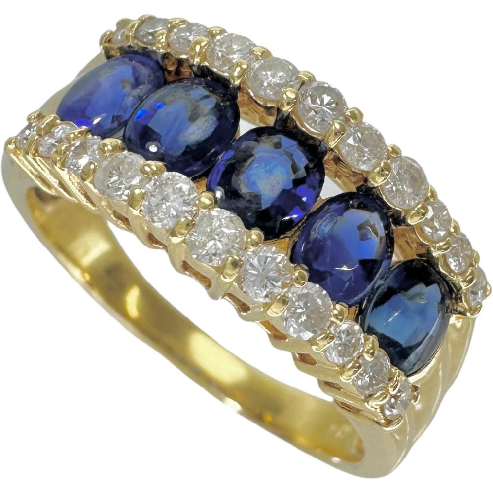 14号 サファイア 1.47ct ダイヤモンド 0.41ct リング・指輪 K18ゴールド 18金 4.5g レディース【中古】【真子質店】【NN】【SSx】