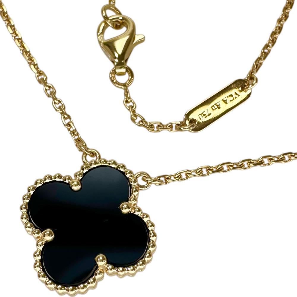 【Van Cleef & Arpels/ヴァンクリーフ＆アーペル】 ヴィンテージアルハンブラ オニキス ネックレス K18YGイエローゴールド 18金 5.0g 42cm レディース【中古】【真子質店】【GD】【MaYMax】