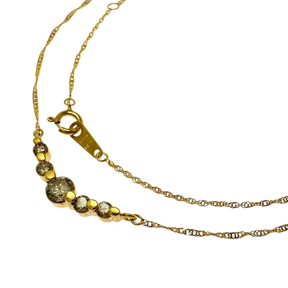 イタリアンジュエリー ロープチェーン ダイヤモンド 計0.5ct ネックレス K18ゴールド 18金 1.8g 42cm レディース【中古】【真子質店】【NN】【MaYMa】