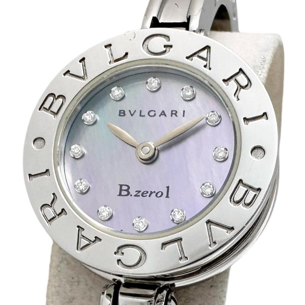 【BVLGARI/ブルガリ】 BZ22S B-ZERO1 ダイヤ12P 腕時計 ステンレススチール/シェル/ダイヤモンド クオーツ ブルーシェル文字盤/シルバーベルト レディース【中古】【真子質店】【GD】【YMaMi】