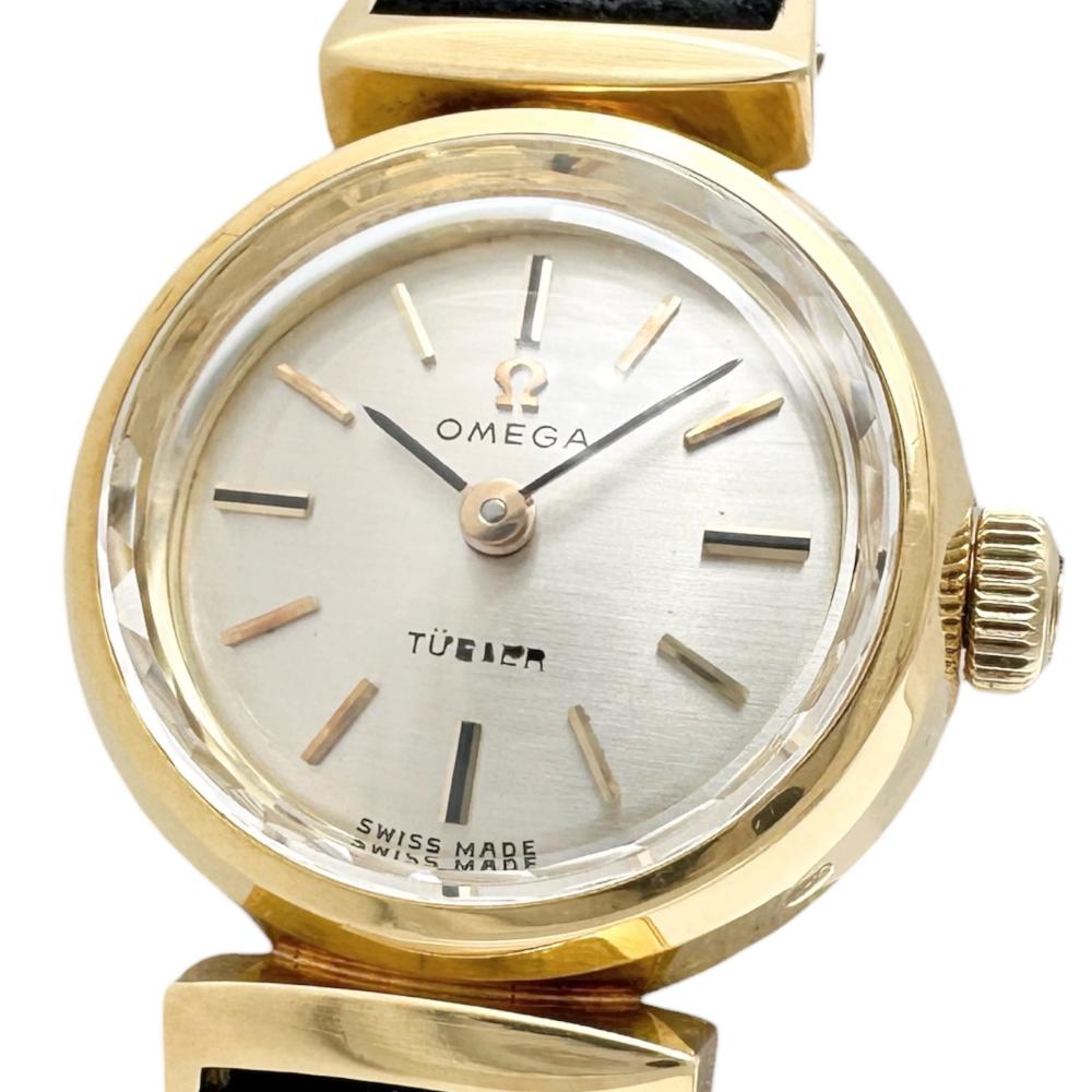 【OMEGA/ゼロ】 チューラーW名まえ CAL.620 1960年月日 アンティーク/ヴィンテージ ウオッチ K18YG黄色ゴールド/なめし革 手一巻き 三鞭酒文字記号盤 レディース【中古】【真子質店】【GD】【Ixxx】