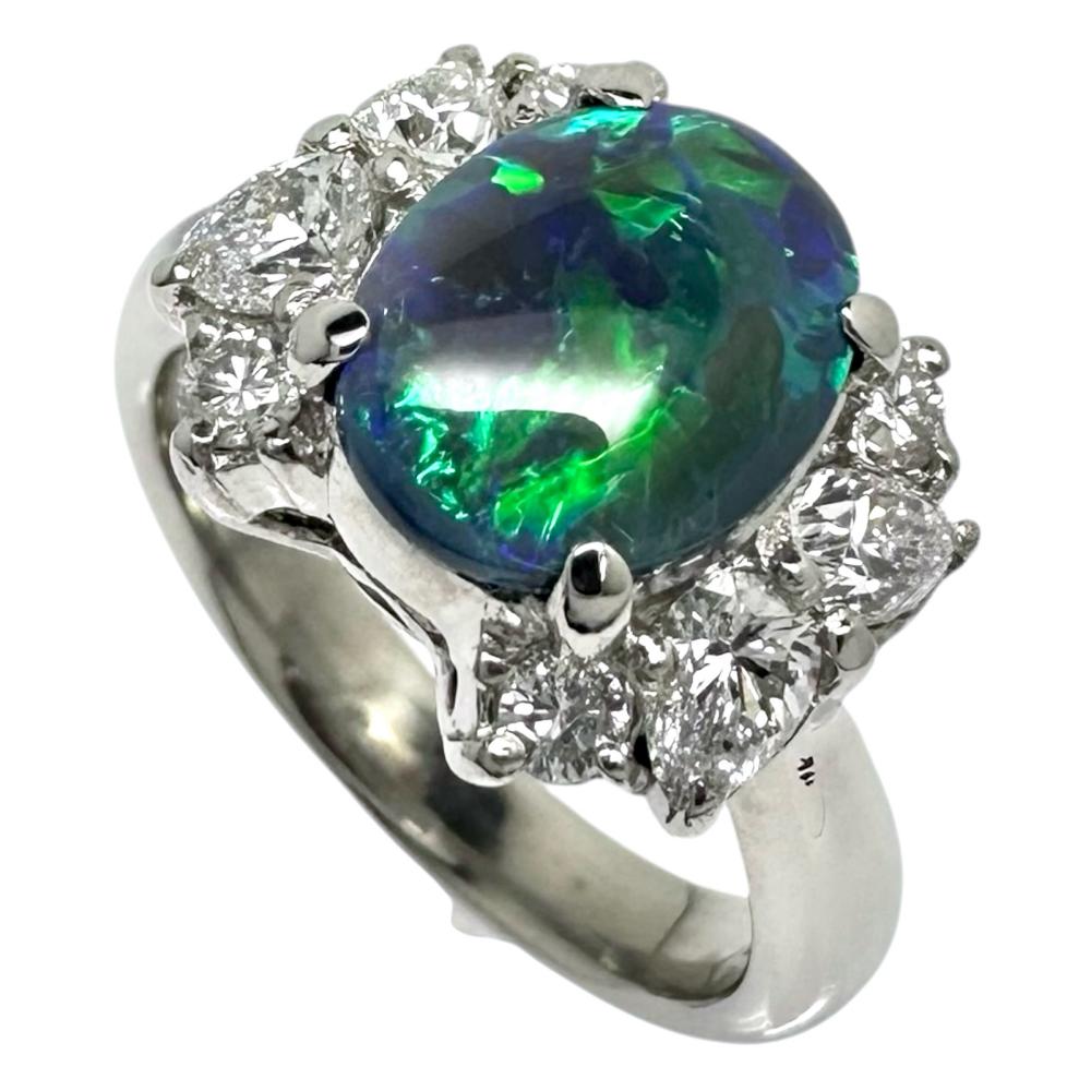 11号 ブラックオパール 1.27ct ダイヤモンド 計0.77ct リング・指輪 Pt900プラチナ 9.4g レディース【中古】【真子質店】【NN】【IMoIMi】|真子質店店