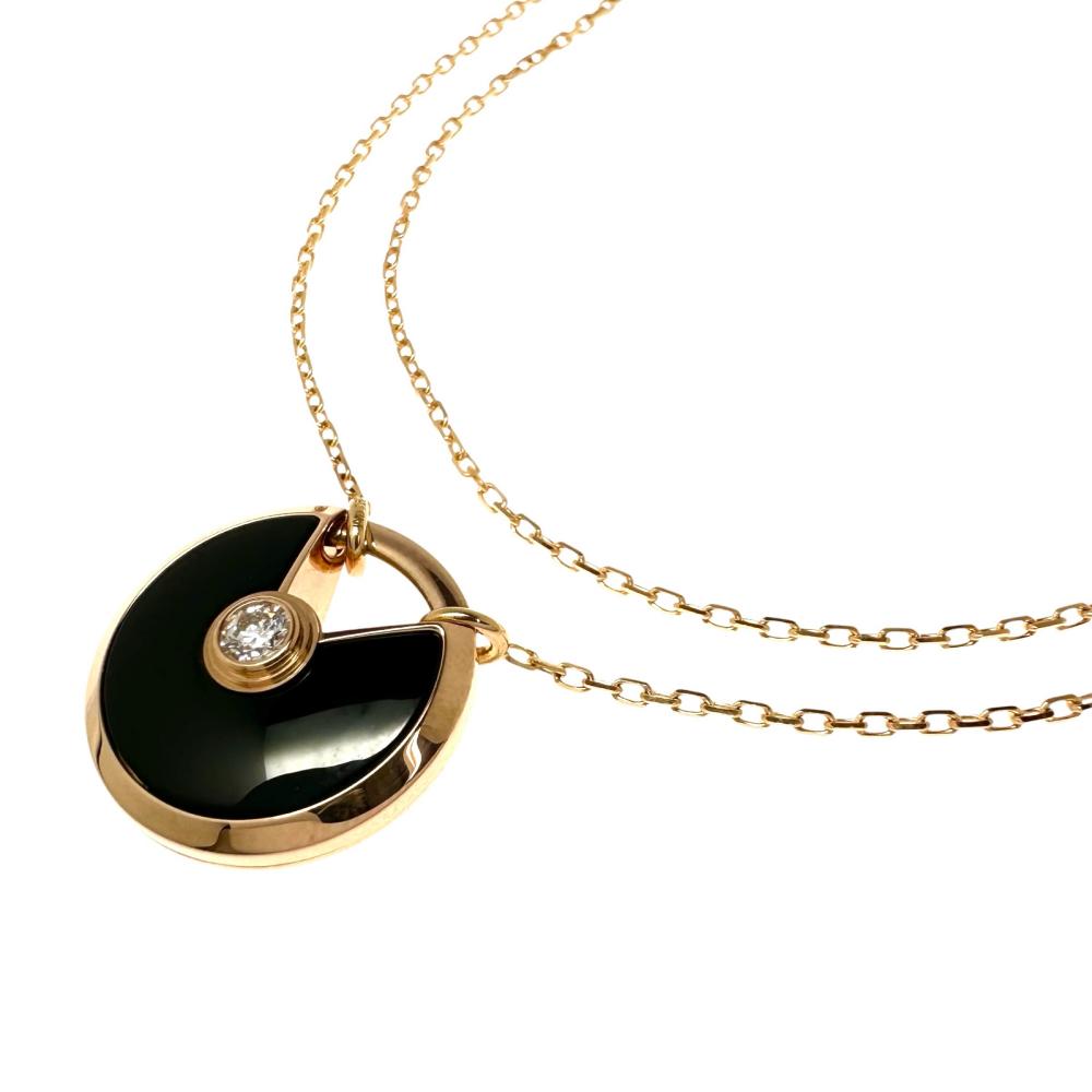 【CARTIER/カルティエ】 アミュレット ロングチェーン オニキス ダイヤモンド ネックレス K18PGピンクゴールド 18金 9.7g 60cm レディース【中古】【真子質店】【GD】【MaIDY】｜真子質店店