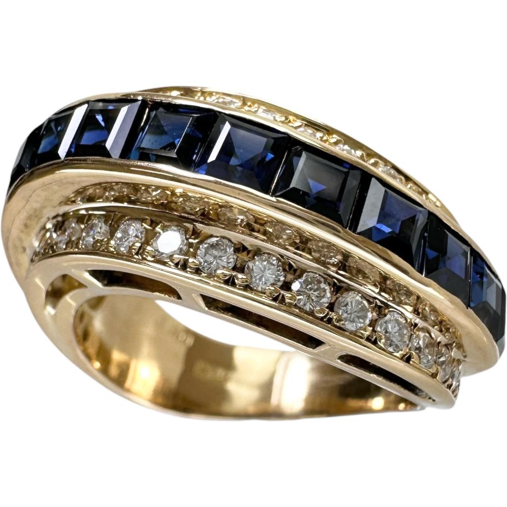 16号 サファイア 2.70ct ダイヤモンド 0.60ct リング・指輪 K18YGイエローゴールド 18金 10.0g レディース【中古】【真子質店】【NN】【TTxx】|真子質店店