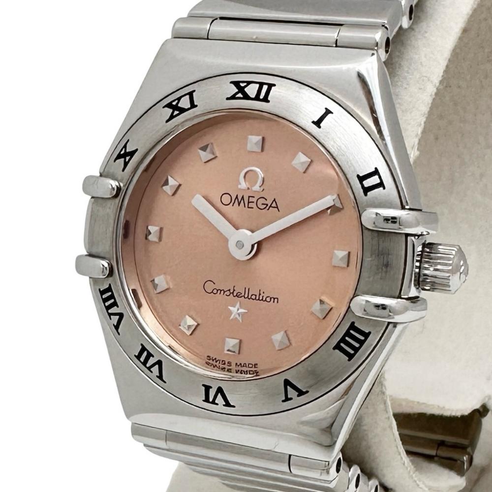 【OMEGA/ゼロ】 コンステレーション マイチョイス 1561.61 ウオッチ ステンレス鋼スチール写真 石英 サクラ色文字記号盤/しろがね色三尺帯 レディース【中古】【真子質店】【GD】【KST】