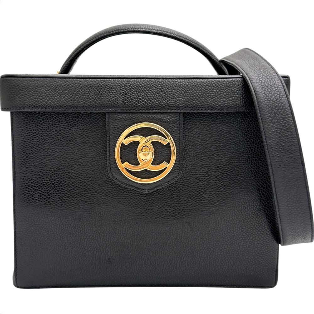 【CHANEL/シャネル】 バニティ A01999 2WAYショルダーバッグ ハンドバック 29番（2020年齢） キャビアひと肌 黒いことなめし革/ゴールド金具 レディース【中古】【真子質店】【BL】【TIIK】