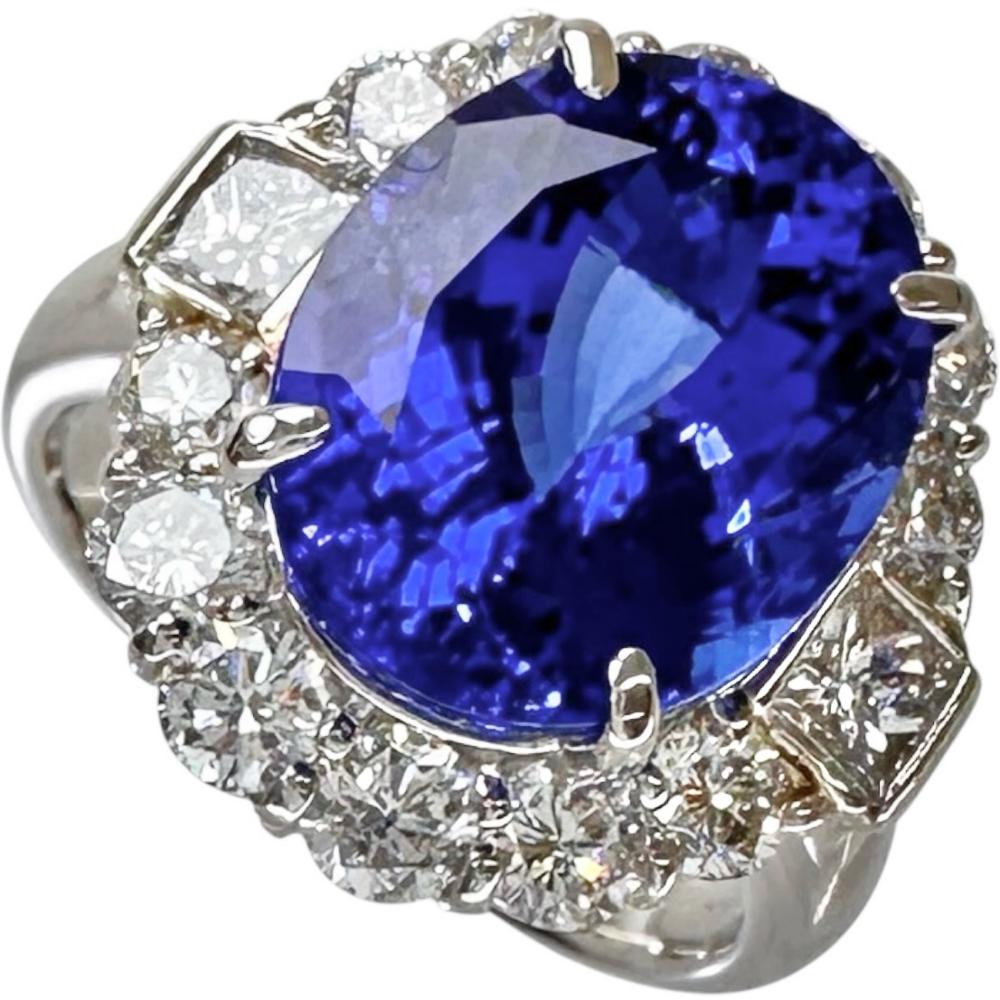 13号 タンザナイト 7.90ct ダイヤモンド 1.74ct リング・指輪 Pt900プラチナ 11.4g レディース【中古】【真子質店】【NN】【MaMiSD】【pdpd】｜真子質店店